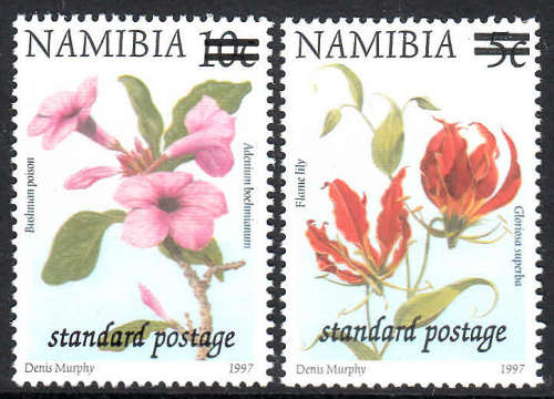 NAMIBIA: SACC 413-414: 21.10.2002: NEW STANDARD MAIL SURCHARGES ON 1997 DEFINITIVES. U/MINT(**)