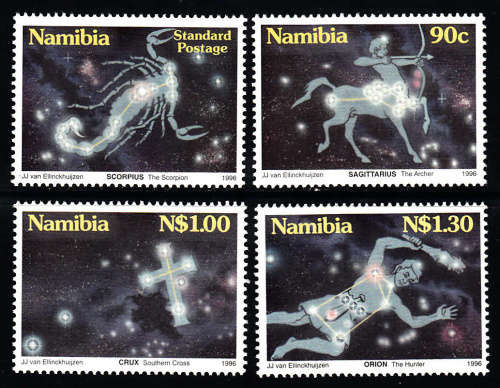 NAMIBIA: SACC 157-160: 12.9.1996: STARS IN THE NAMIBIAN SKY SET OF 4. U/MINT(**)