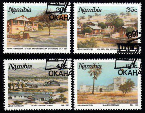 NAMIBIA: SACC 43-46: 24.10.1991: TOURIST CAMPS SET OF 4. USED(CTO)