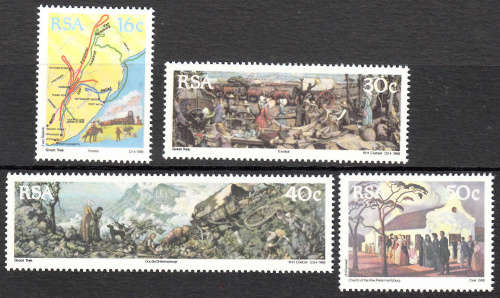 RSA SACC 687-690: 21.11.1988: 150TH ANNIV OF GREAT TREK SET OF 4. U/MINT(**)