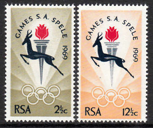 RSA SACC 283-284 15.3.1969 S A GAMES IN BLOEMFONTEIN SET OF 2. U/MINT()
