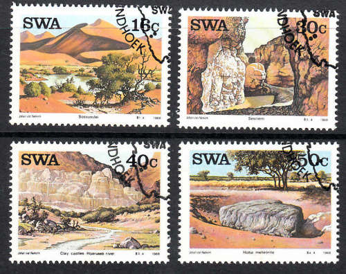 SWA: SACC 506-509: 3.3.1988: LANDMARKS OF SWA SET OF 4. USED(CTO)