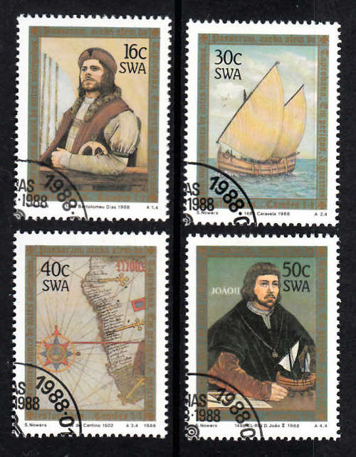 SWA: SACC 502-505: 7.1.1988: 500TH ANNIV DISCOVERY CAPE OF GOOD HOPE SET OF 4. USED(CTO)