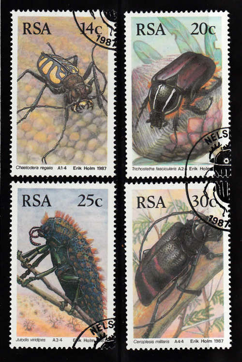 RSA SACC 620-623: 6.3.1987: S A BEETLES SET OF 4. USED(CTO)