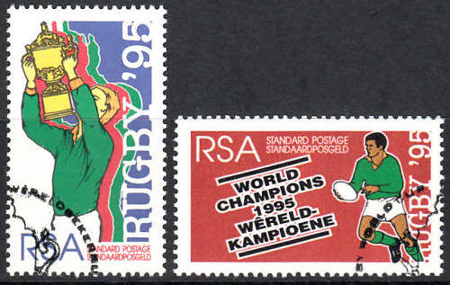 RSA SACC 903-904: 28.6.1995: RUGBY WORLD CUP CHAMPIONS SET OF 2. USED(CTO)