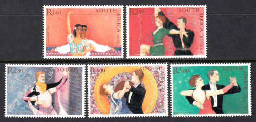 RSA: SACC 1551-1555: 23.7.2003: BALLROOM DANCING HIGH FACE VALUE SET OF 5. U/MINT(**). CV R84