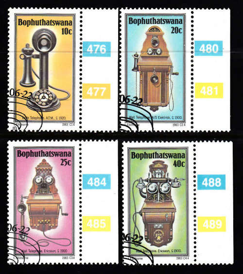 BOP. SACC 108-111: 22.6.1983: HISTORY OF THE TELEPHONE (3RD IN SERIES) MARGINAL SET OF 4. USED(CTO)