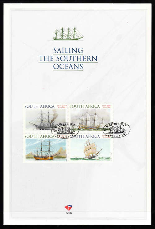 RSA: SACC 1188-1191: FDC (CARD)  6.96: ISSUED 19.3.1999: SAILING THE SOUTHERN OCEANS