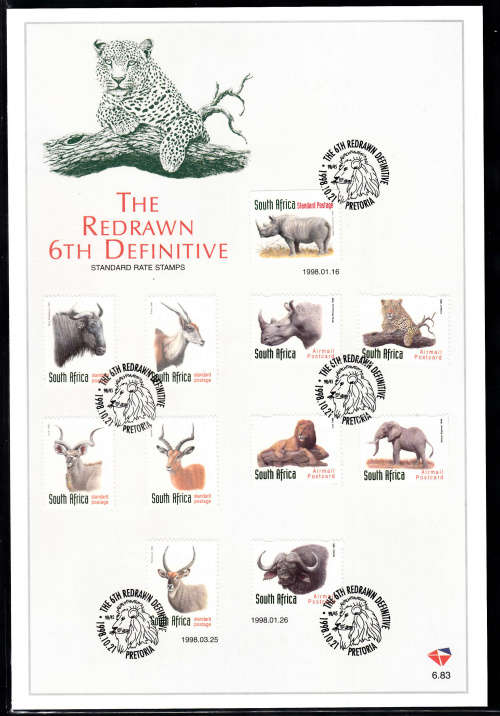 RSA: FDC (CARD)  6.83: ISSUED 21.10.1998: REDRAWN 6TH DEFINITIVE STANDARD RATE STAMPS