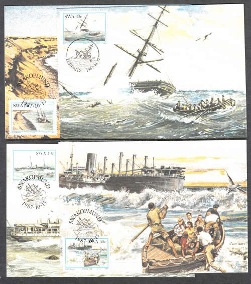 SWA: SACC 498-501: MAXI CARDS NO 58-61: SHIPWRECKS DATED 15.10.1987