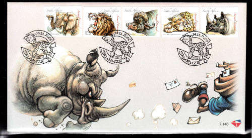 RSA: FDC 7.140 ISSUED 14.11.2008: BIG FIVE (HIGH FACE VALUE STAMPS)