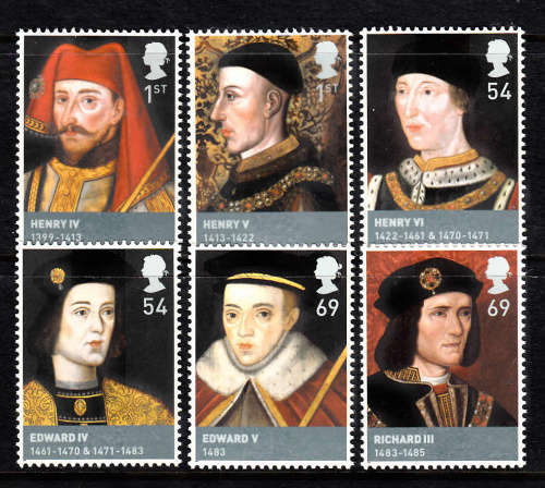 GB: SG 2812/17: 28.2.2008: KINGS & QUEENS - HOUSES OF LANCASTER & YORK SET OF 6 . U/MINT(**).CV R150