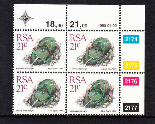 RSA: SUCCULENTS DEFINITIVE: 21c CONTROL DATED 2.4.1990. U/MINT(**)
