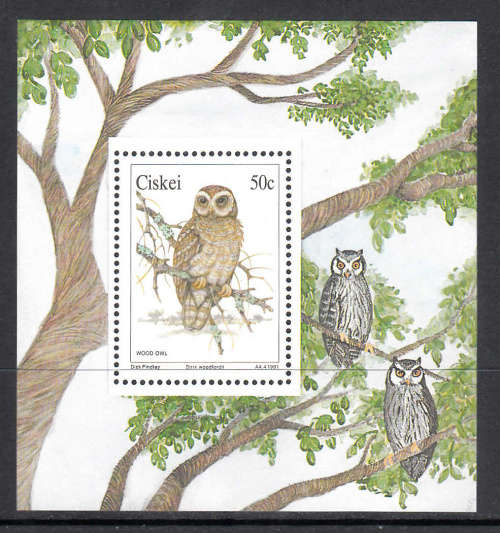 CISKEI:  SACC 186a: 7.2.1991: OWLS FOUNDATION MINIATURE SHEET. U/MINT(**). CV R35