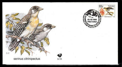 RSA: FDC 6.18: ISSUED 2.10.1995: 85c ADDITIONAL VALUE TO DEFINITIVE ISSUE