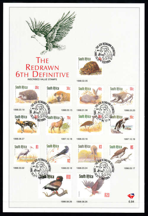 RSA: FDC 6.84: REDRAWN 6TH DEFINITIVE SERIES (INSCRIBED VALUE STAMPS). SOUGHT AFTER,