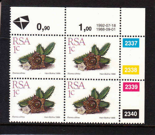 RSA: SUCCULENTS DEFINITIVE: 1c CONTROL DATED 18.7.1992. U/MINT(**)