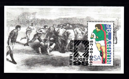 RSA: SACC 898: 25.5.1995: RUGBY WORLD CUP 1995 MINIATURE SHEET. USED(CTO)