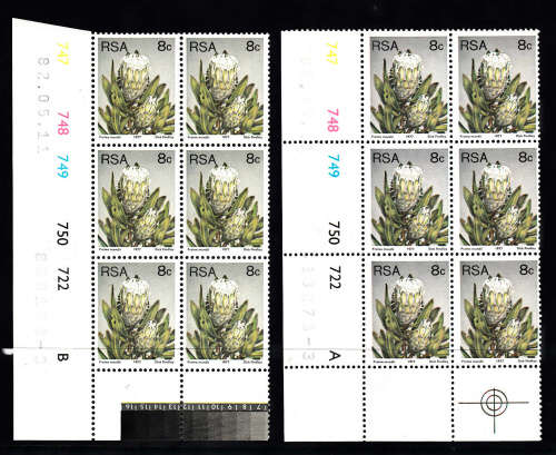 RSA: 3RD DEFIN (PROTEAS) - 8c PANES A & B DATED 11.5.1982. U/MINT(**)