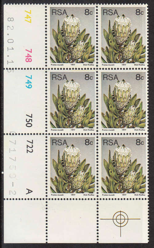 RSA: 3RD DEFIN (PROTEAS) - 8c PANE A DATED 15.1.1982. U/MINT(**)