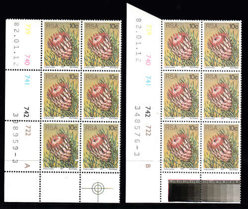 RSA: 3RD DEFIN (PROTEAS) - 10c PANES A & B DATED 12.1.82. U/MINT(**)