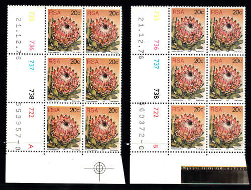 RSA: 3RD DEFIN (PROTEAS) - 20c PANES A & B DATED 21.12.76. U/MINT(**)