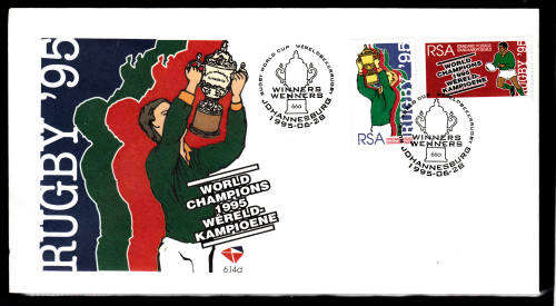 RSA: SACC FDC 6.14d: 28.6.1995: S A  RUGBY WORLD CUP WINNERS 1995