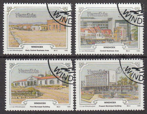 NAMIBIA SACC 8-11: 26.7.1990: THE DEVELOPMENT OF WINDHOEK SET OF 4. USED(CTO)