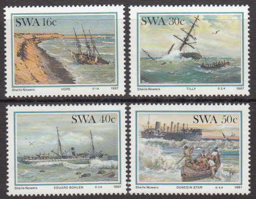 SWA: SACC 498-501: 15.10.1987: SHIPWRECKS SET OF 4. U/MINT(**)