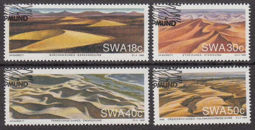 SWA: SACC 526-529: 14.8.1989: NAMIB DESERT SAND DUNES SET OF 4. USED(CTO)