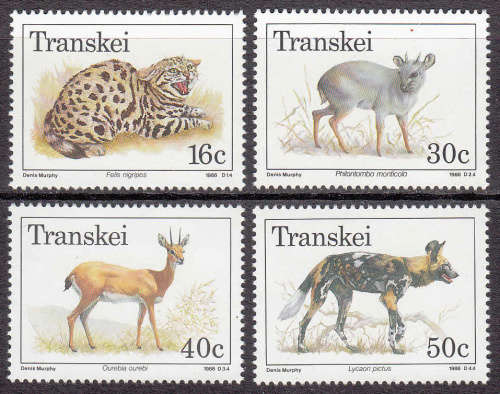 TRANSKEI SACC 228-231: 20.10.1988: ENDANGERED AND PROTECTED ANIMALS SET OF 4. U/MINT(**)