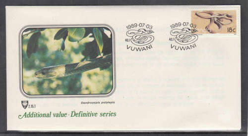 VENDA SACC 196: 3.7.1989: FDC 2.15.1: 18c ADDITIONAL VALUE TO THE DEFINITIVE SERIES