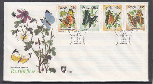 VENDA SACC 214-217: 15.11.1990: FDC 2.20: BUTTERFLIES