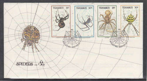 TRANSKEI: SACC 208-211: FDC 2.13: ISSUED 27.8.1987: SPIDERS