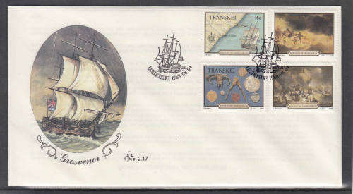 TRANSKEI: SACC 224-227: FDC 2.17: ISSUED 4.8.1988: THE GROSVENOR SHIPWRECK