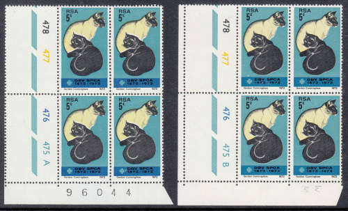RSA SACC 324: 19.9.1972:CENTENARY SPCA SET OF 2 CONTROLS. U/MINT (**). CV R24