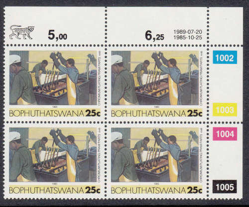 BOP: SACC 160: 25c DEFINIIVE CONTROL REPRINT DATED 20.7.1989. U/MINT(**).