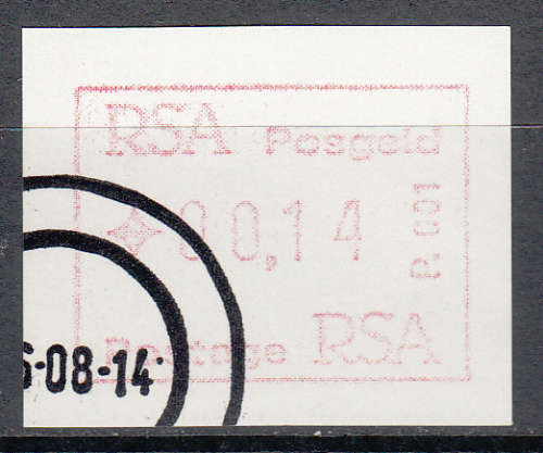 RSA: SACC 607: 14.8.1986: INTRODUCTION OF FRAMA LABELS.  USED (CTO)
