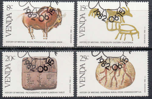 VENDA: SACC 59-62: 15.6.1982 : HISTORY OF WRITING (FIRST IN SERIES) SET OF 4.  USED(CTO)