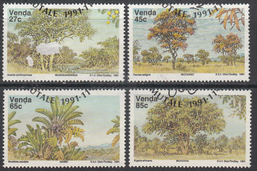 VENDA: SACC 230-233: 21.11.1991 : INDIGENOUS TREES (4TH IN SERIES) SET OF 4.  USED(NO GUM)