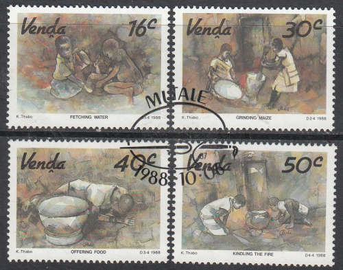 VENDA: SACC 180-183: 6.10.1988: LOCAL ART SET OF 4.  USED(NO GUM)