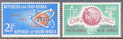 RSA: SACC 250-251: 17.5.1965: I.T.U. CENTENARY SET OF 2. U/MINT(**)