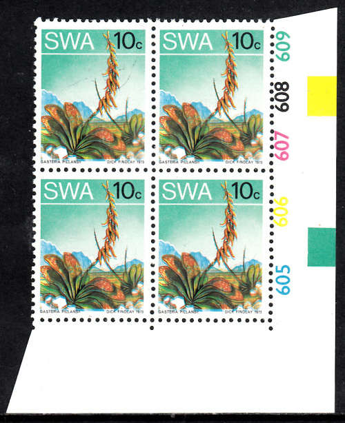SWA 2ND DEFINITIVE ISSUE (SUCCULENTS): 10c CONTROL 605-609. U/MINT(**)