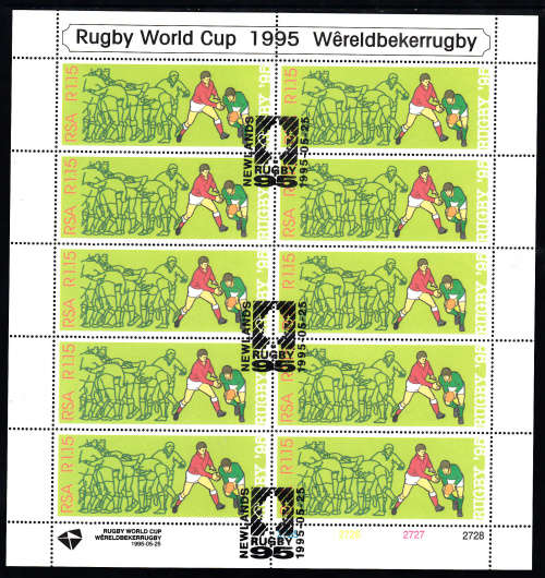 SACC 896: 28.6.1995: RUGBY WORLD CUP TOURMAMENT 1995 SET OF 3 SHEETLETS. USED(CTO)