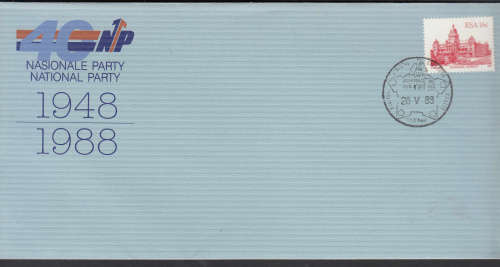RSA: COMMEM. COVER: NATIONAL PARTY 1948-1988. CANCELLED CAPE TOWN 26.5.1988