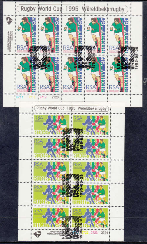 SACC 896: 28.6.1995: RUGBY WORLD CUP TOURMAMENT 1995 SET OF 3 SHEETLETS. USED(CTO)