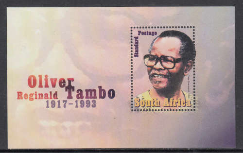 RSA:SACC 1550: 29.5.2003: OLIVER TAMBO MINIATURE SHEET. U/MINT(**). CV R95