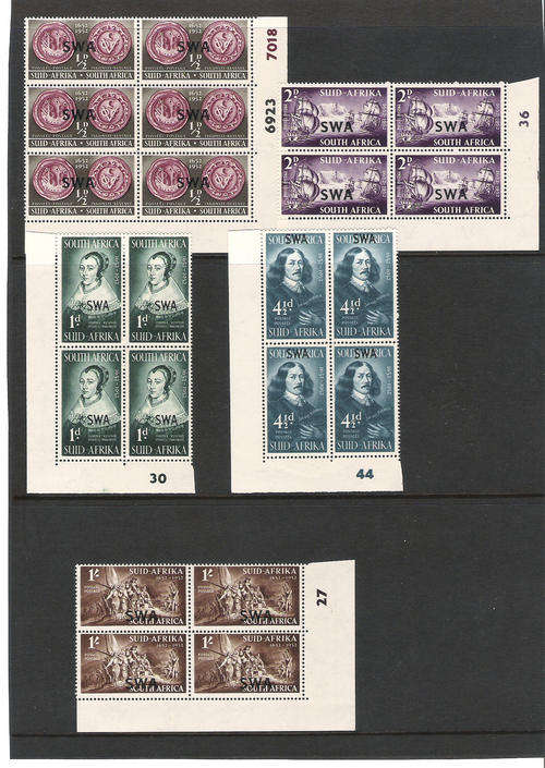SWA: 1952 LANDING OF VAN RIEBEECK - SET IN U/MINT CYLINDER BLOCKS - SACC 172-176