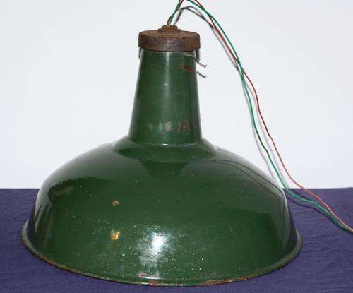 Large Green Enamel Light Fitting