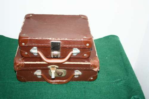 2 Small Brown School Suitcases